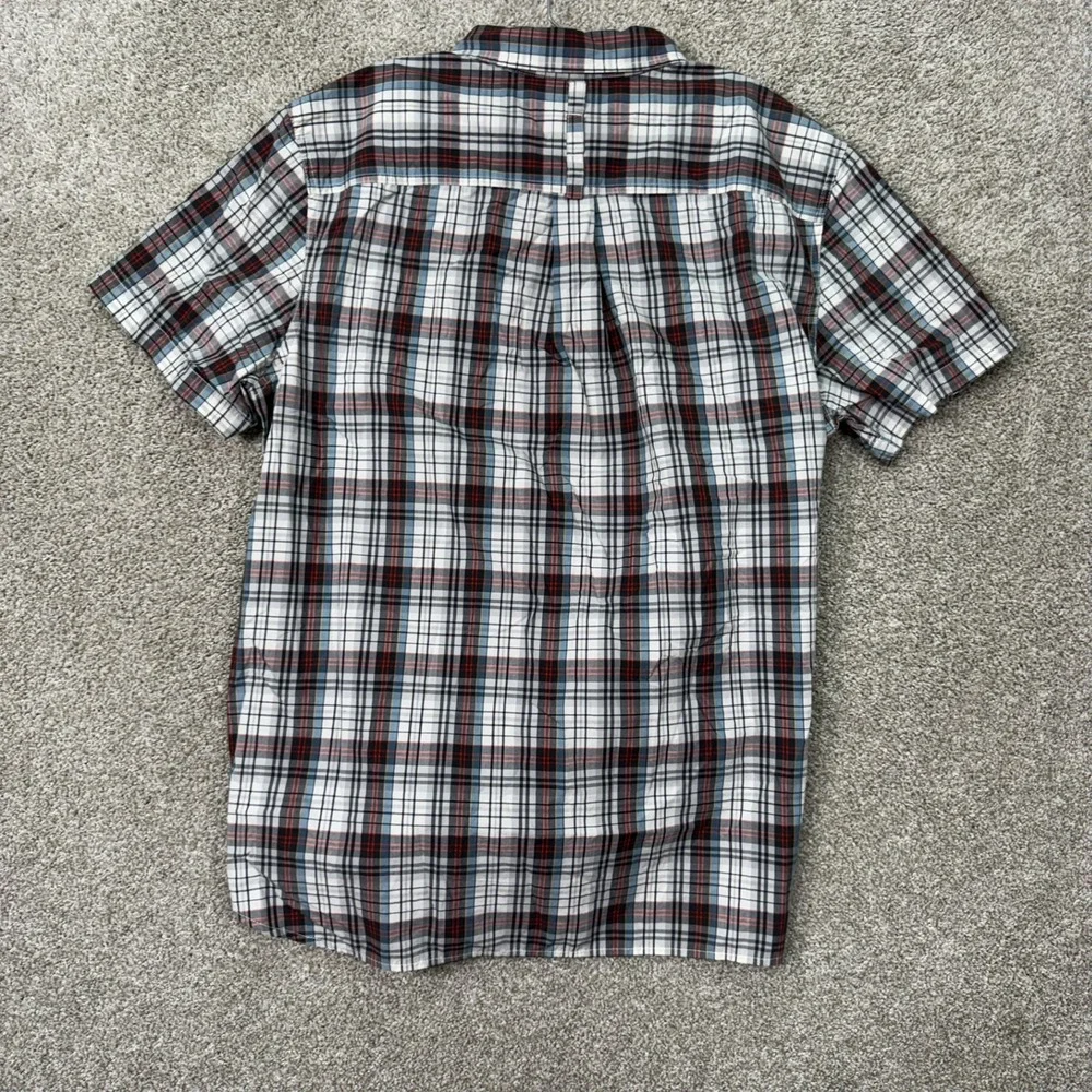 The North Face Button Down Shirt Mens XXL White Red Plaid Short Sleeve Hiking